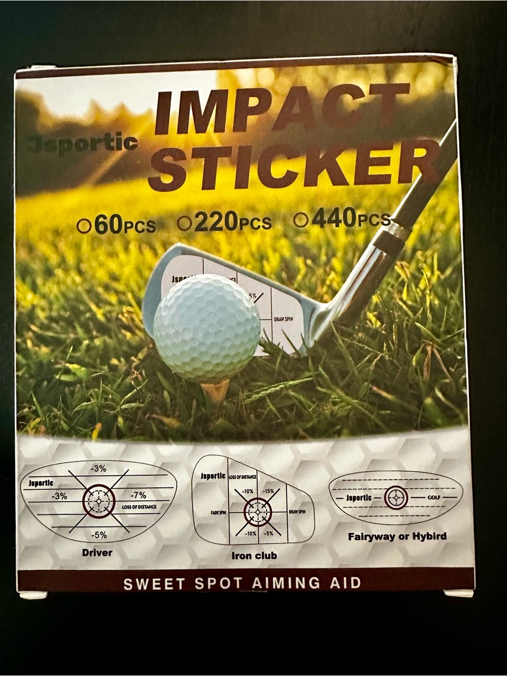 Jsportic Instant Feedback Golf Face Contact Stickers - 220 piece
